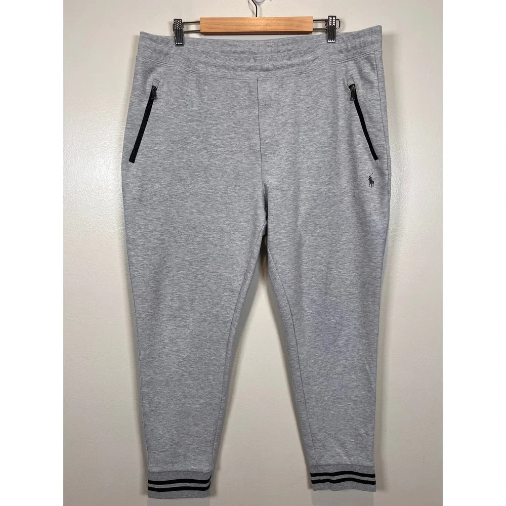 Polo Ralph Lauren Double Knit Joggers Tapered Men XL Gray Solid Athleisure